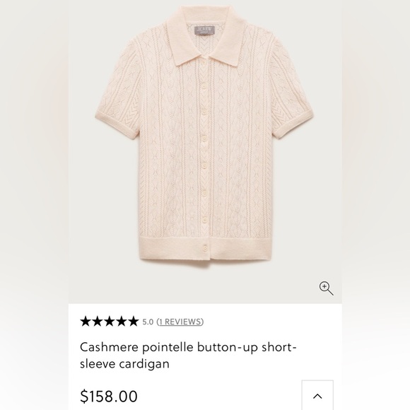 J. Crew 100% Cashmere pointelle button-up short-sleeve cardigan in S - Picture 2 of 15